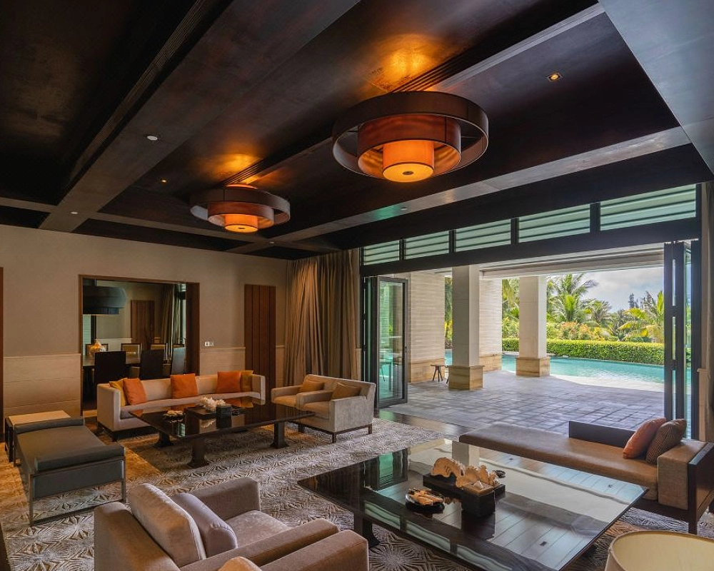 Hotel -lobby gestoffeerde bank